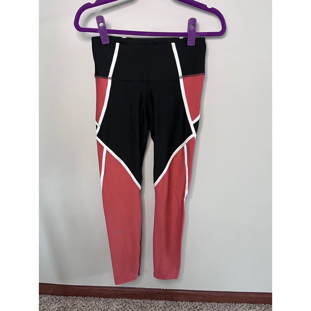 Under Armour HeatGear Compression Leggings Black Pink Colorblock Womens Medium